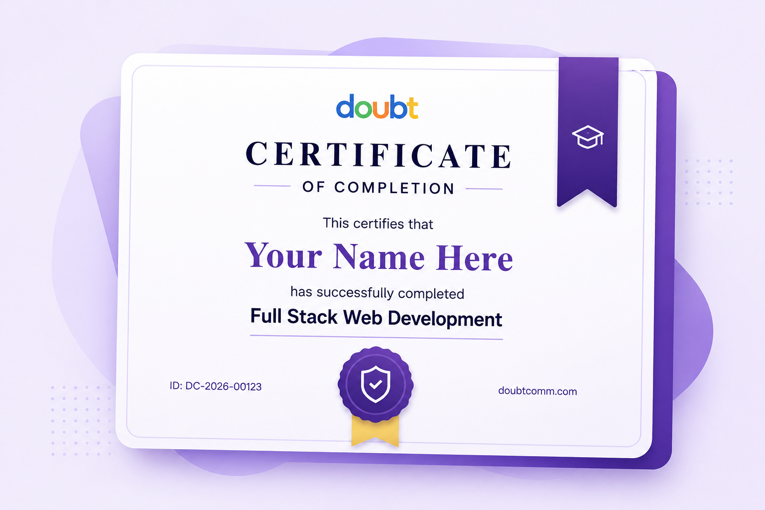 DoubtComm certificate of completion