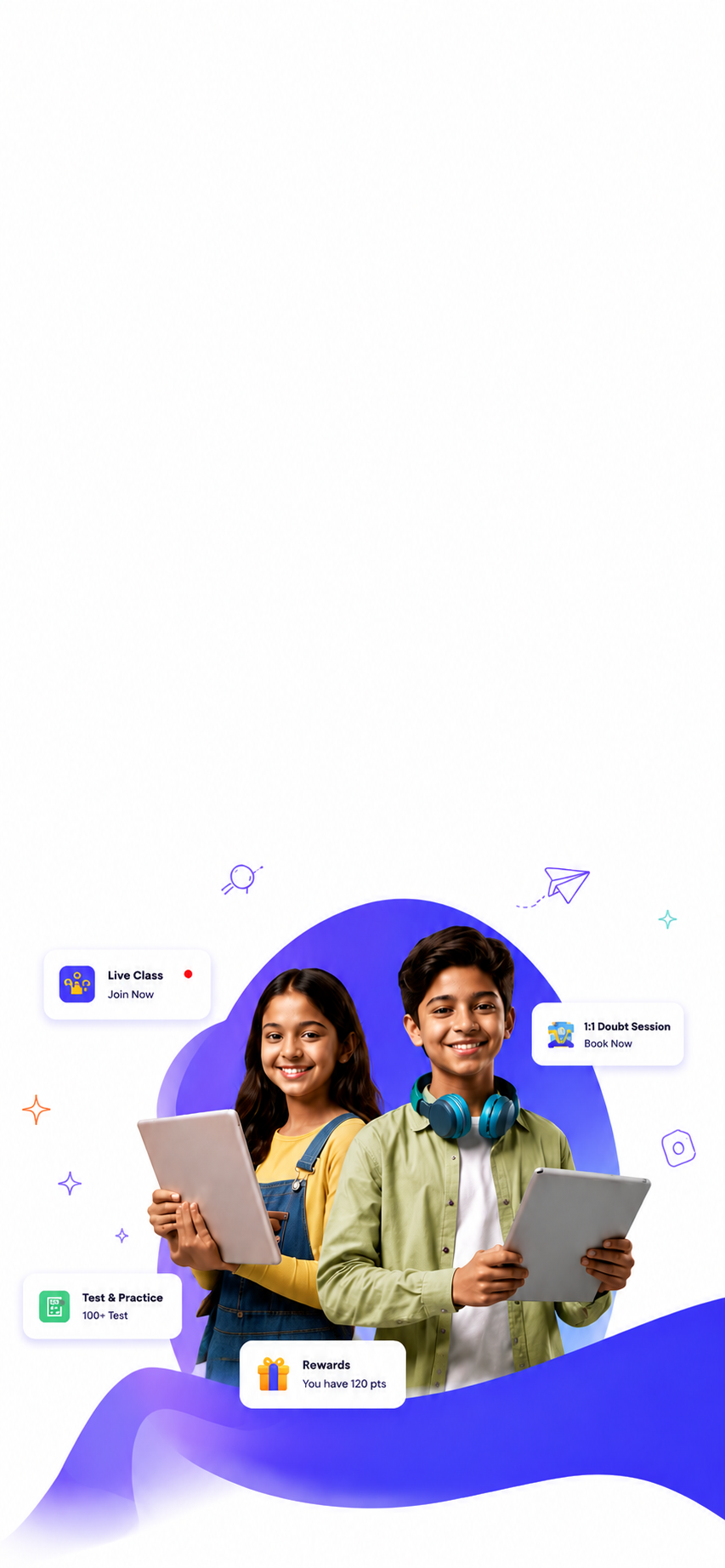 Two students holding tablets, ready to learn with DoubtComm
